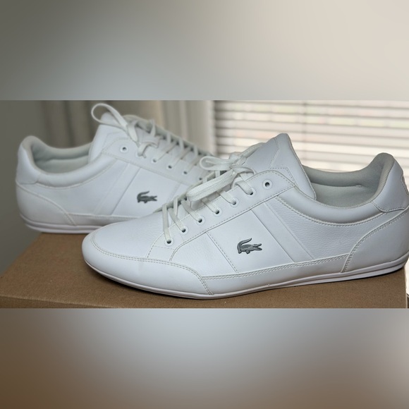 Lacoste Other - Lacoste White Leather Sneakers Men’s Size 13 Casual Shoes Clean Minimalist
